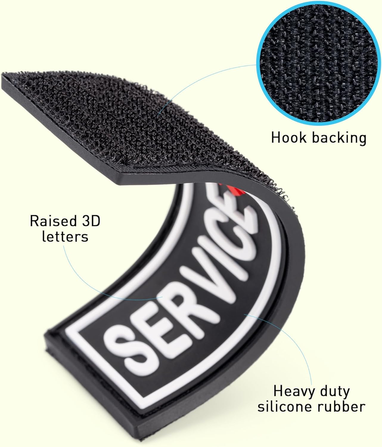 Service Dog Patch for Harness and Vest Removable 3D Rubber Patches Hook Backing for Small or Large Working Dogs