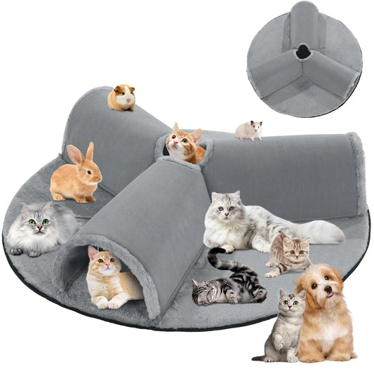HOMBYS Extra Large 28" Cat Tunnel Bed for Indoor Cats 2-in-1 Cat Bed with Y Shape Cat Tunnel Cat Carpet Tunnel for Multi-Pets Family Detachable Washable for Cats and Small Pets