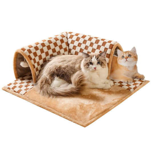 Marchul Cat Tunnel Bed for Indoor Cats 2 in 1 Cat Bed and Tunnel Cat Toys 42.5cm(16.73in) Cat Tunnel with 3D Rebound Foam Detachable & Washable Pet Bed and Play Tunnel Non-Slip Bottom