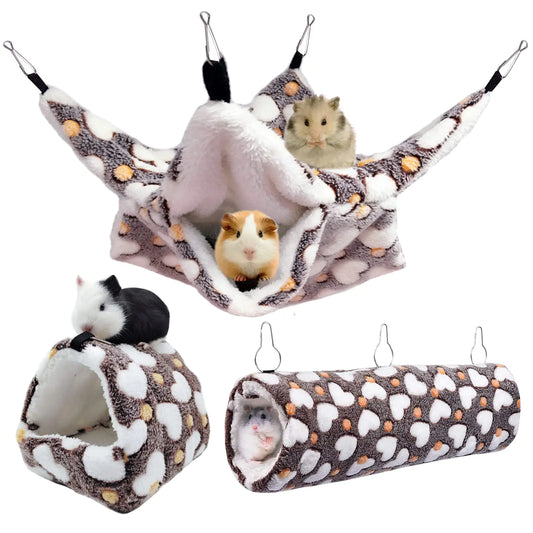 EISMC2 2 Pieces Small Animals Pet Cage Hammock Hanging Tunnel Guinea Hammock Bed Accessories for Ferret Rat Chincilla