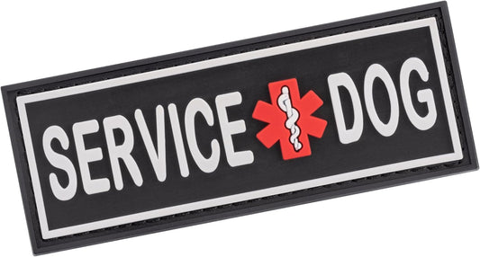Service Dog Patch for Harness and Vest Removable 3D Rubber Patches Hook Backing for Small or Large Working Dogs