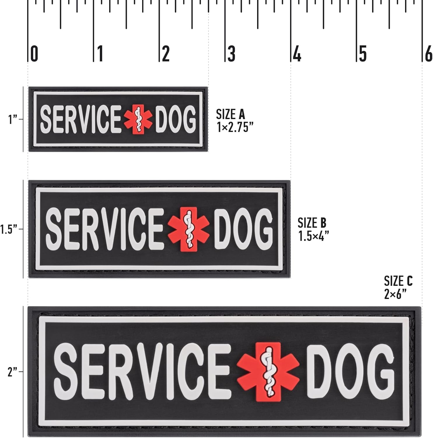Service Dog Patch for Harness and Vest Removable 3D Rubber Patches Hook Backing for Small or Large Working Dogs