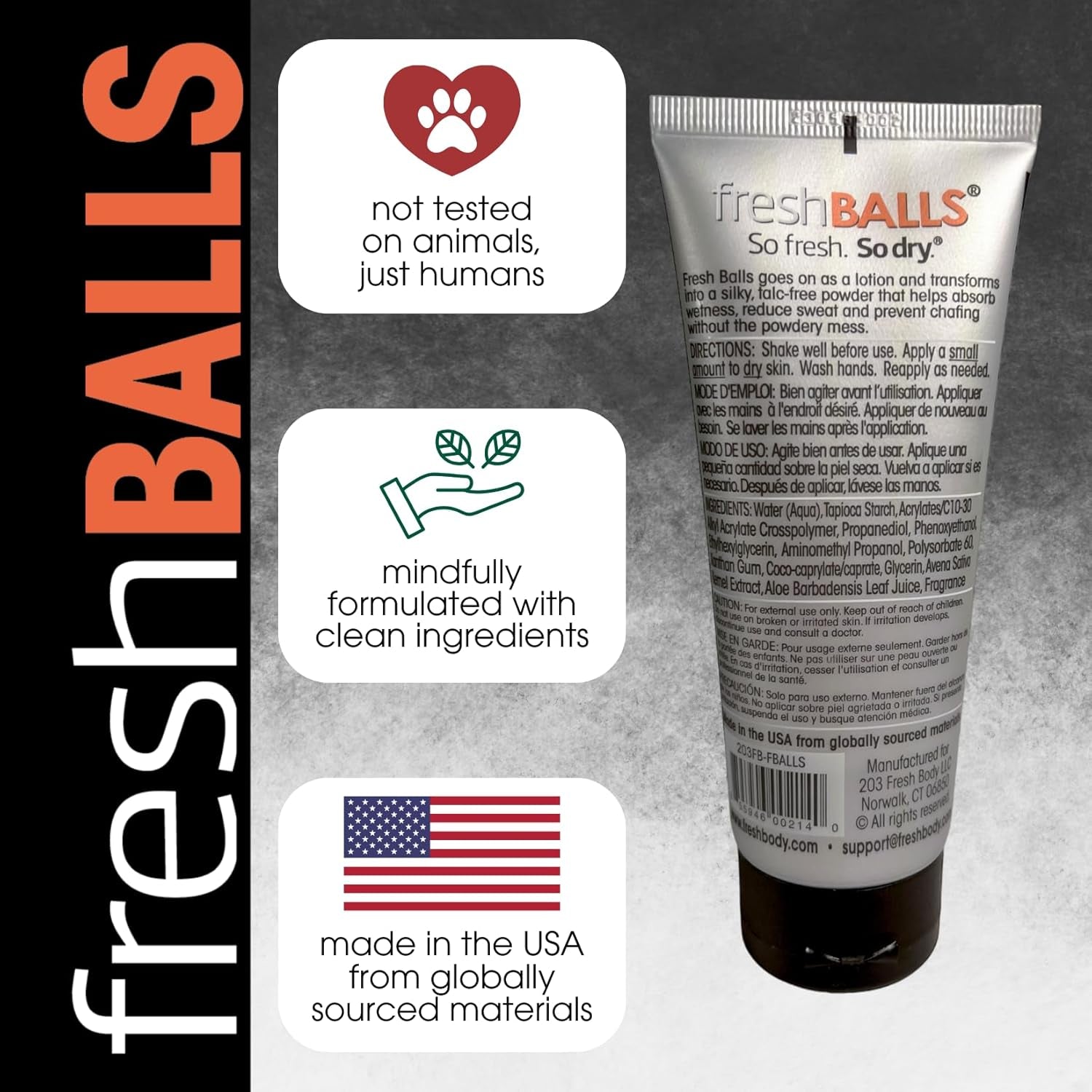 Fresh BALLS Lotion (4 Pack) | Anti-Chafing Men'S Soothing Cream to Powder Balls Deodorant and Hygiene for Groin Area, 3.4 Fl Oz