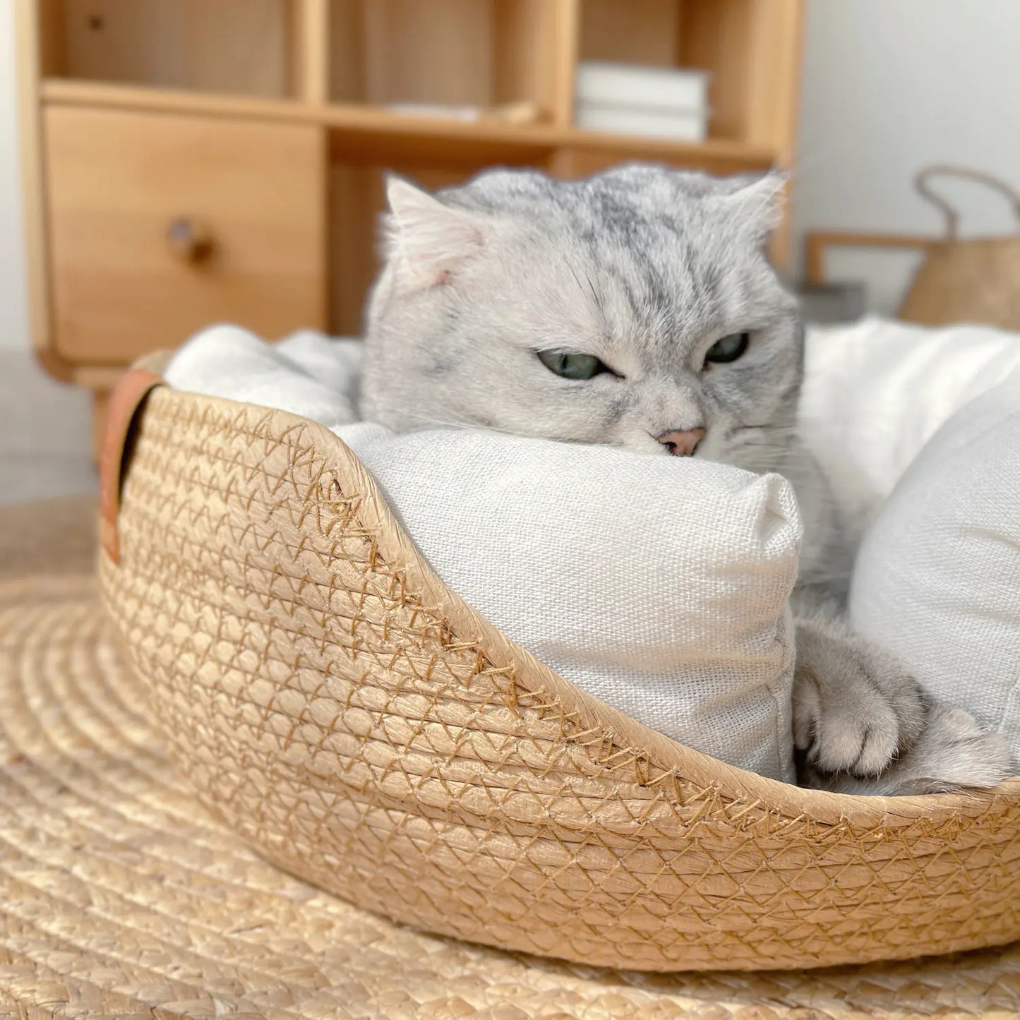 Handwoven Cat Bed with Cooling Features for Pets