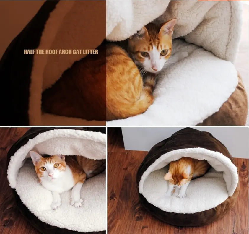 Removable Half Roof Cat House, Cozy Cat Bed