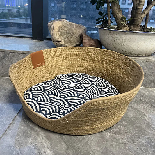 Handwoven Cat Bed with Cooling Features for Pets